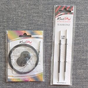 Knitpro Karbonz Interchangeable Knitting Needles 3mm+Cord Set With Key&Stopper